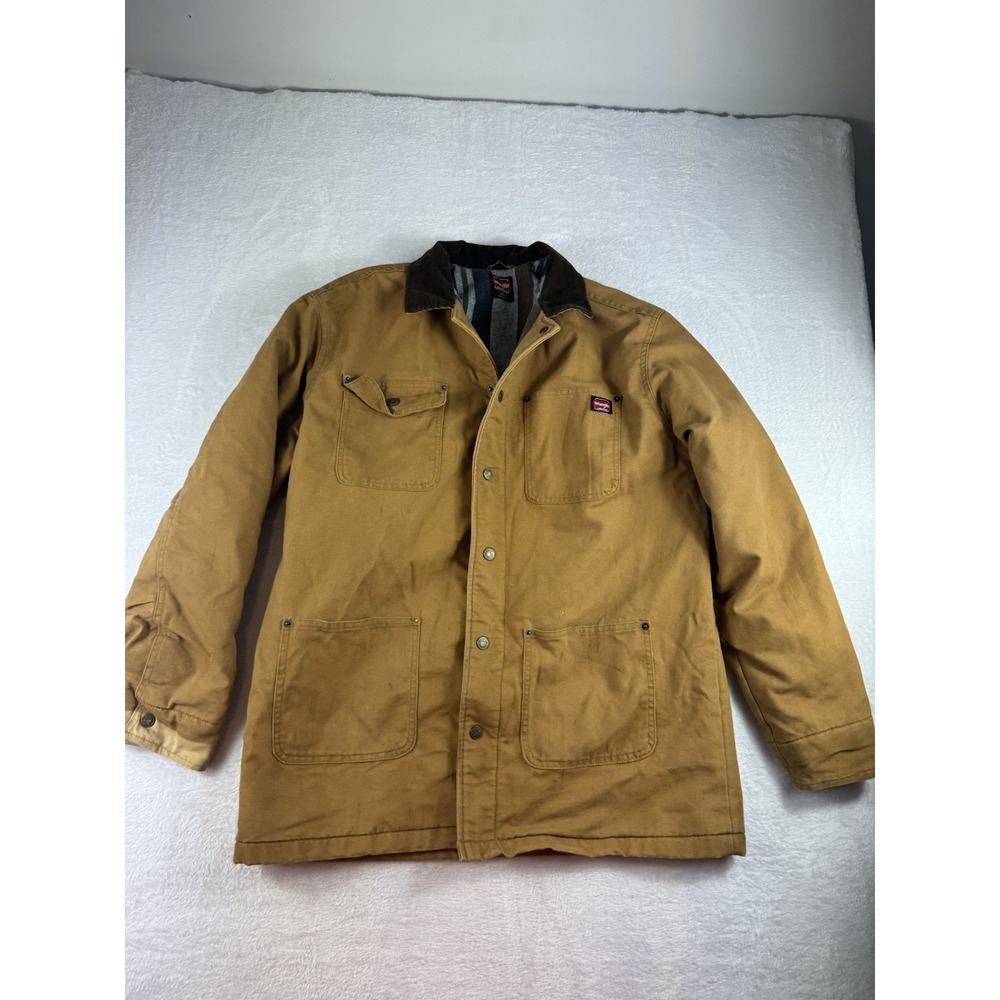 Wrangler Workwear Lined Ranch Jacket Sz L (42-44) Style 55157DW Tan Canvas Chore